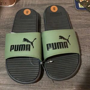 Olive Green Puma Slides